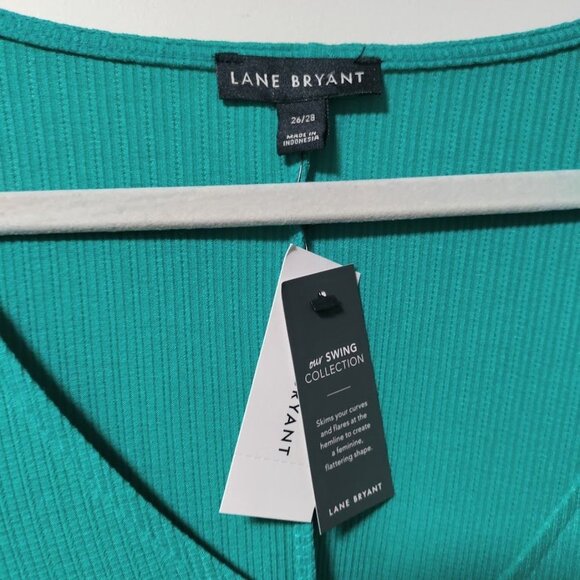 NWT Lane Bryant Peplum Babydoll Tunic Top Waffle Knit Green Womens Plus 26/28 - Picture 7 of 11